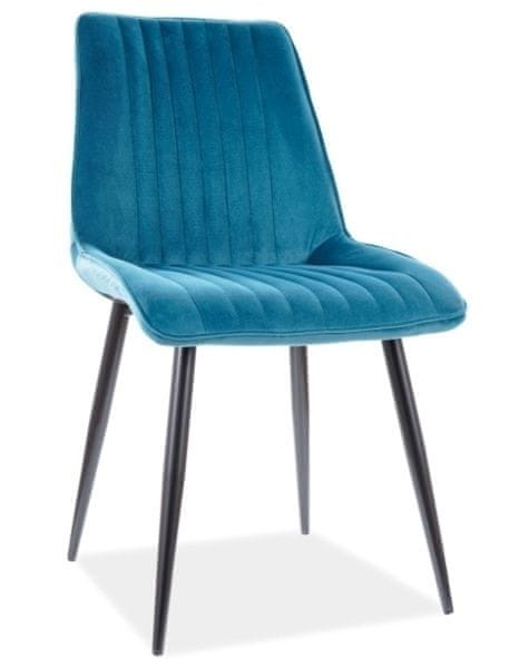 CASARREDO Jedálenská čalúnená stoličky PIKI velvet tyrkysovo modrá / čierna mat